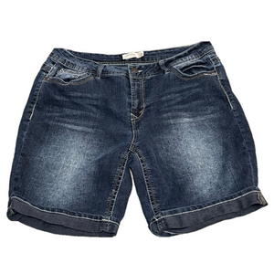 Faded Glory Plus Rolled Hem Denim Blue Jean Shorts Women Size 16W